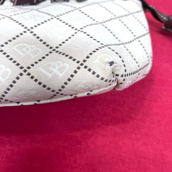 DOONEY BOURKE Shoulder Handbag Satchel Purse Beige Brown Jacquard Leather Trim - Picture 11 of 12